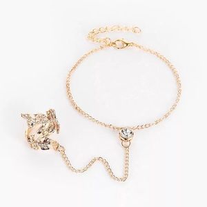 🎉 New Crystal Leaf Gold Plated Ring & Bracelet